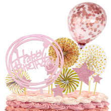 Happy Birthday Cake Topper Set Confetti Balloon Birthday Cake Supplies Decorations for Birthday party